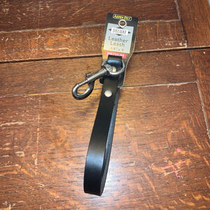 Aspen Pet Deluxe Medium Black Leather Dog Leash with Silver Hardware